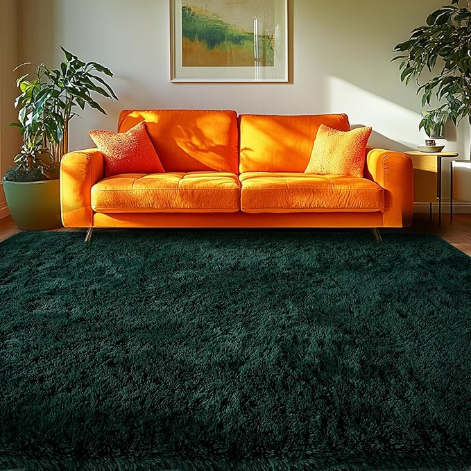 CAIYUECS Green Area Rug Bedroom 5x8: Fluffy Shag Rugs for Living Room-Modern Fuzzy Furry Plush Soft Rugs for Kids Girls Room,Shaggy Rug for Living Room,Bderoom,Dorm Home Decor(5x8 Feet,Green)