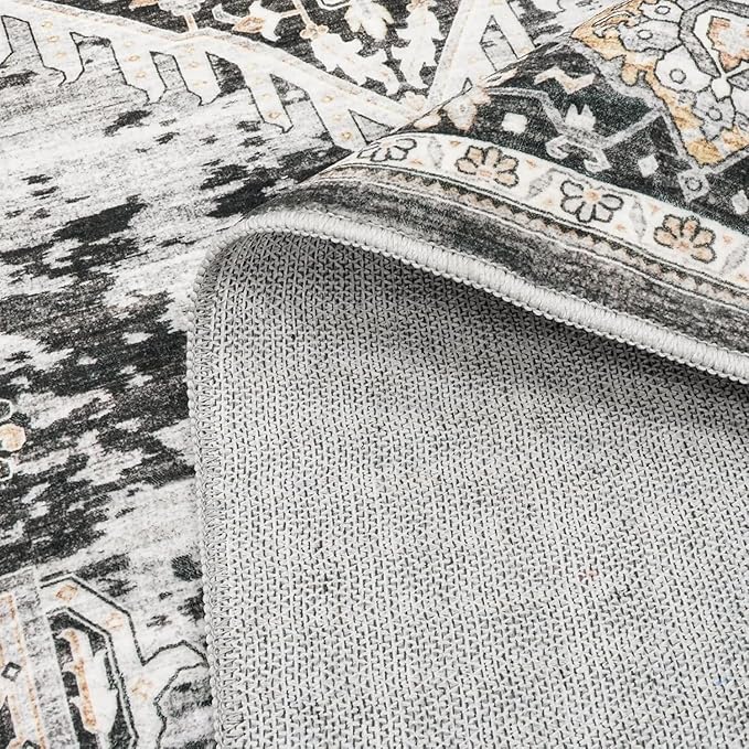 Washable Area Rugs 2x3 Entryway: Soft Ultra Thin Low Pile Mat Machine Washable Indoor Doormat Lightweight Entry Rug Anti Slip Backing Rugs for Living Room Bedroom Kitchen 2'x3' Black