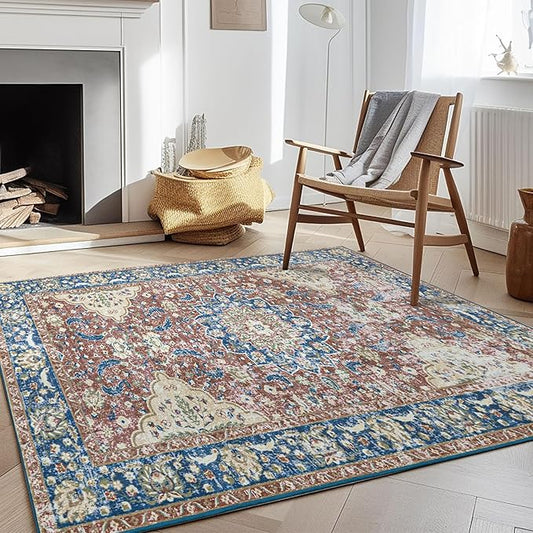 ILANGO Non Slip Runner Rugs for Hallway, 3'x5' Distressed Traditional Kitchen Area Rugs Washable, Carpet Runner Floor Mat for Indoor Entryway Bedroom Laundry Room, Easy to Clean
