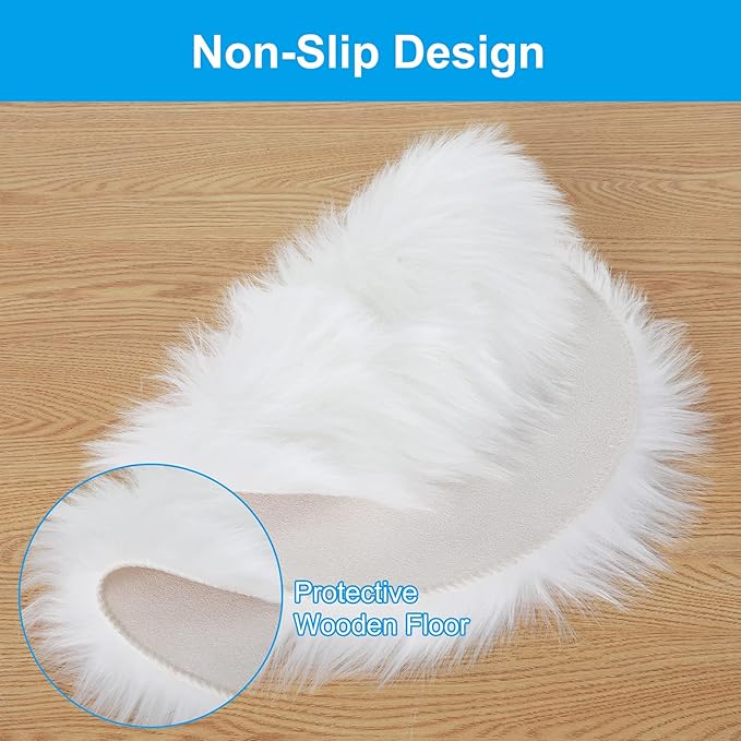 Molain Faux Fur Chair Pad 12 inch Round Cover Seat Cushion Pad Carpet Mat Soft Fluffy Area Rug for Seat Pad Couch Pad,Photographing Background of Jewelry(White)