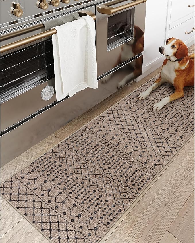 Lahome Modern Jute Hallway Runners Rug Low Pile, 2x6 Farmhouse Beige Kitchen Runner Rugs Non Skid Washable Indoor Outdoor Runner Rug, Moroccan Sisal Mat Carpet Runner for Porch Bedroom Entryway