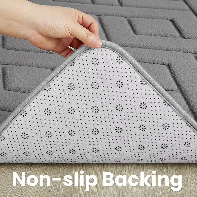 Ultra Soft Grey Area Rug for Living Room, 6x9 Modern Geometric Shag Rugs with Nonslip Backing for Bedroom, Washable Fuzzy Carpet for Cozy Kids Room Nursery