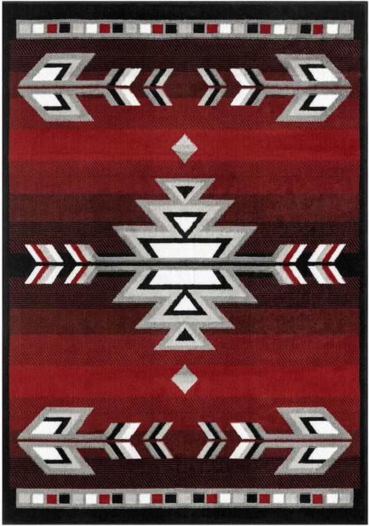 Home Dynamix Premium Sagrada Southwestern Geometric Area Rug, Red/Grey, 7'8"x10'7"