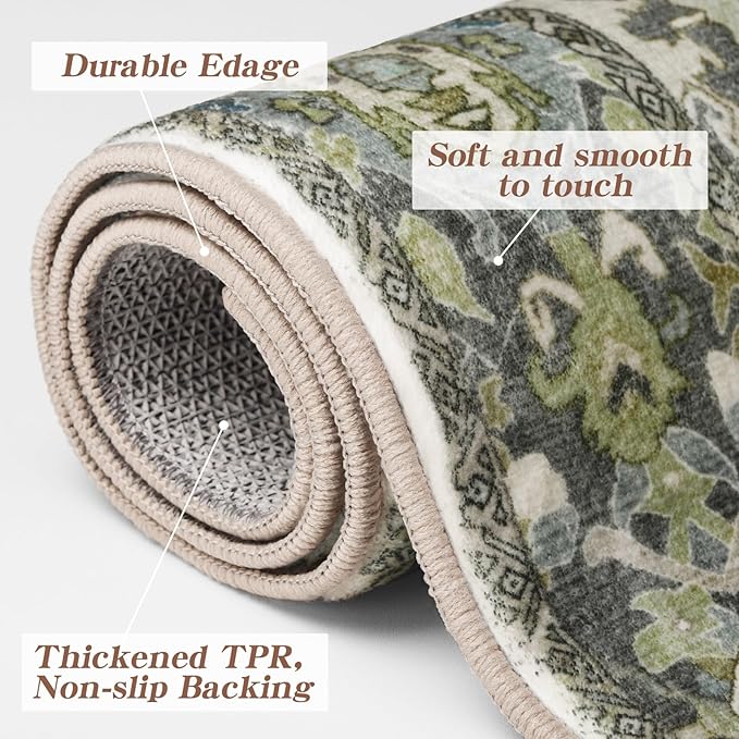 2x3 Small Entryway Rug - Washable Non-Slip Rugs Indoor Door Mat Entry Rug for Kitchen Bedroom, Vintage Accent Area Rug Throw Rugs Doormat Floor Carpet for Front Entrance Bathroom