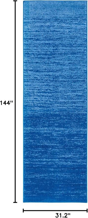 SAFAVIEH Adirondack Collection Runner Rug - 2'6" x 12', Light Blue & Dark Blue, Modern Ombre Design, Non-Shedding & Easy Care, Ideal for High Traffic Areas in Living Room, Bedroom (ADR113F)