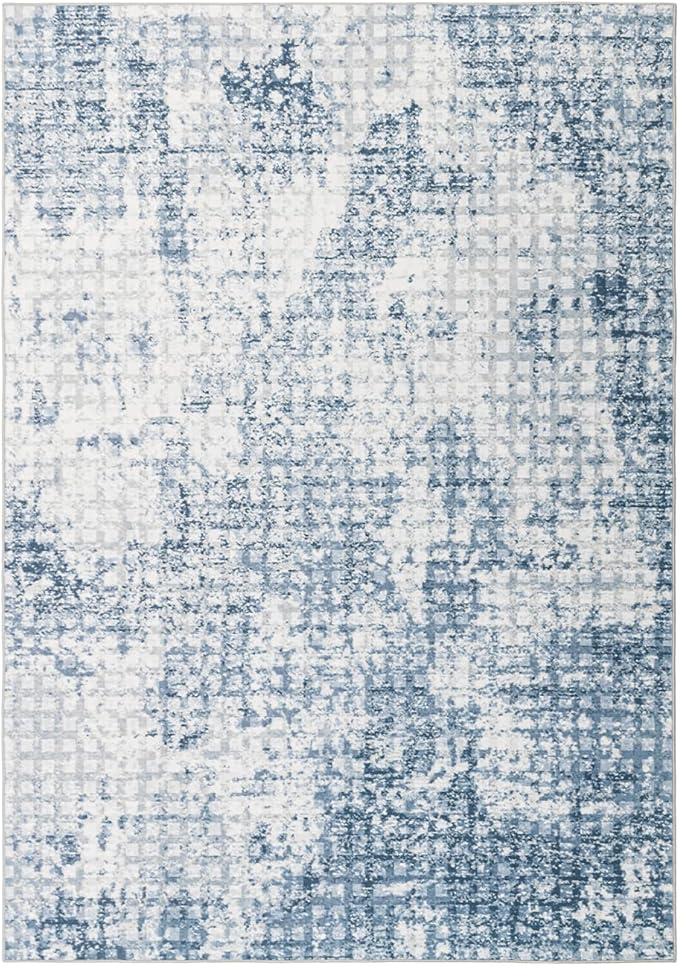 Washable Area Rugs 8x10 for Living Room Abstract Rugs Non Slip Lightweight Carpets for Bedroom Dining Kitchen Home Decor Office Area Rugs (Blue)