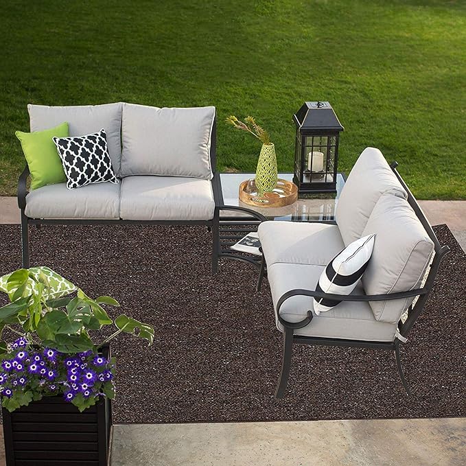Ambiant Broadway Collection Pet Friendly Indoor Outdoor Area Rugs Brown - 2' Hexagon, Stain & Fade Resistant, Easy Care, Pet & Kids Friendly, Made in USA, Perfect for Weddings & Everyday Use!