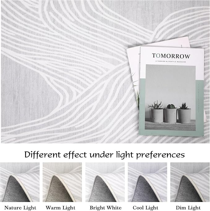 Area Rugs for Living Room 8x10 Washable Rug Modern Abstract Area Rug Contemporary Indoor Soft Faux Wool Bedroom Rug Non-Slip Low Pile Accent Rug for Dining Room Nursery Office Grey/White