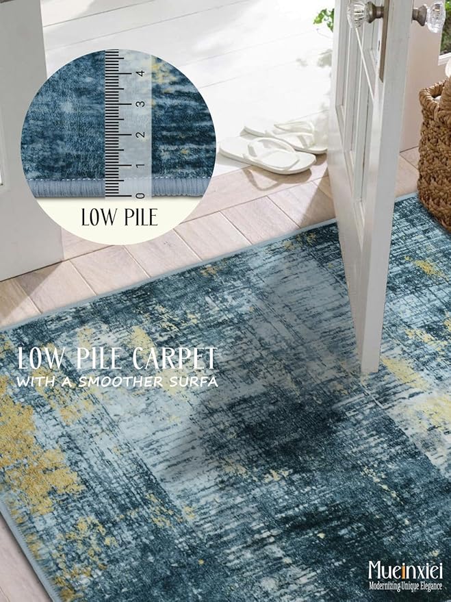 2x3 Area Rug - Non-Slip Machine Washable Low-Pile Soft Carpet for Living Room, Bedroom, Kitchen | Modern Abstract Entryway Rug, Contemporary Door Mat & Indoor Floor Decor for Small Spaces