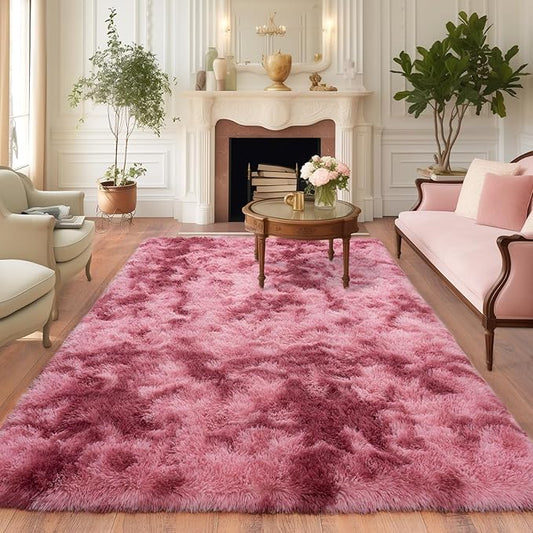 Large Rugs 8x10 Area Rugs for Living Room,Plush Fluffy Carpets for Boy and Girls Room, Modern Soft Shag Rug for Bedroom, Non Slip, Indoor Carpet for Kids Dorms Home Office Decor, Red