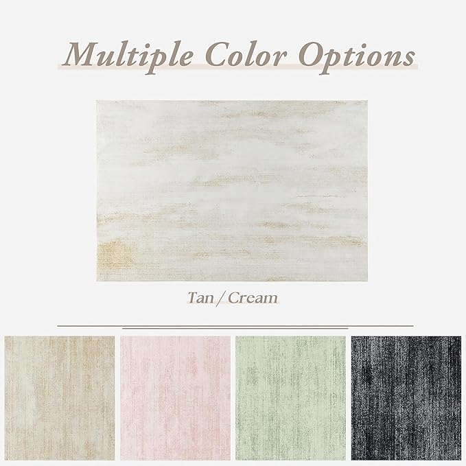 Small Bathroom Rugs, Washable Non Slip Neutral Boho Abstract Modern Farmhouse Area Rugs for Kitchen Bedroom Home Office, 3x5, Tan Taupe Cream Beige