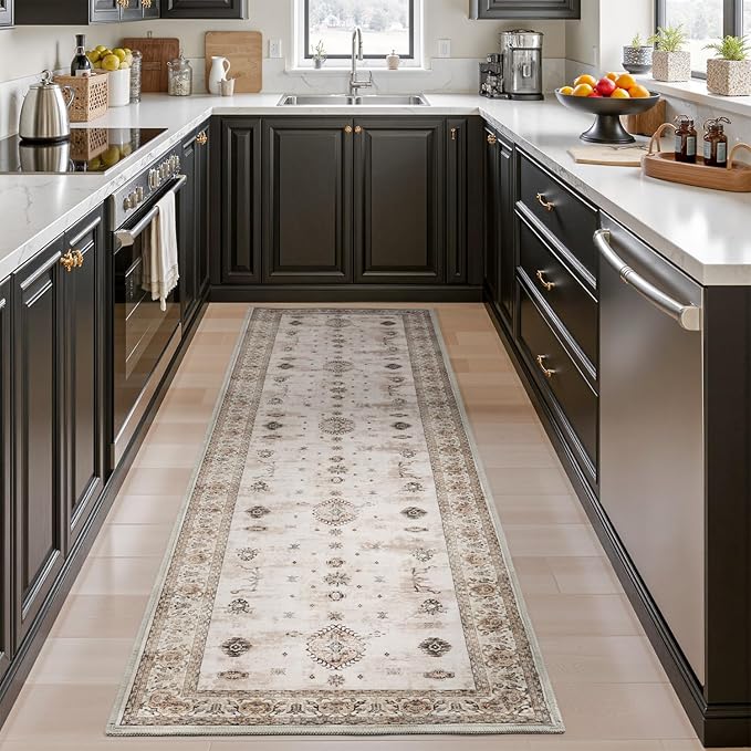 AMOAMI Vintage 2X6 Runner Rug Non Slip Soft Runners for Hallways Machine Washable Hallway Runner Bedside Rugs for Bedroom Long Rug for Hallways Entryway Laundry Room Kitchen Bathroom