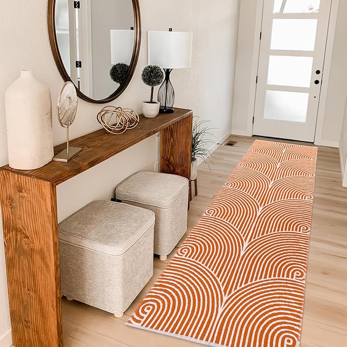 Tiffasea Hallway Runner Rug 2.6'x8', Washable Long Kitchen Rugs Runner Woven Reversible Entryway Rugs Indoor Low-Profile Door Mat Outdoor Rug Carpet Runner for Laundry Room/Doorway/Bedroom