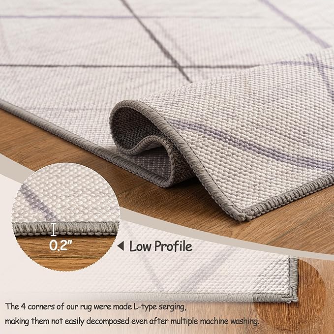 Runners for Hallways Kitchen Runner Rug Non Slip 2x10 Long Washable Runner Rugs No Pile Tear and Stain Resistance, Hand Woven Style Thin Rug for Hallways, Kitchen, Laundry, Bathroom- White