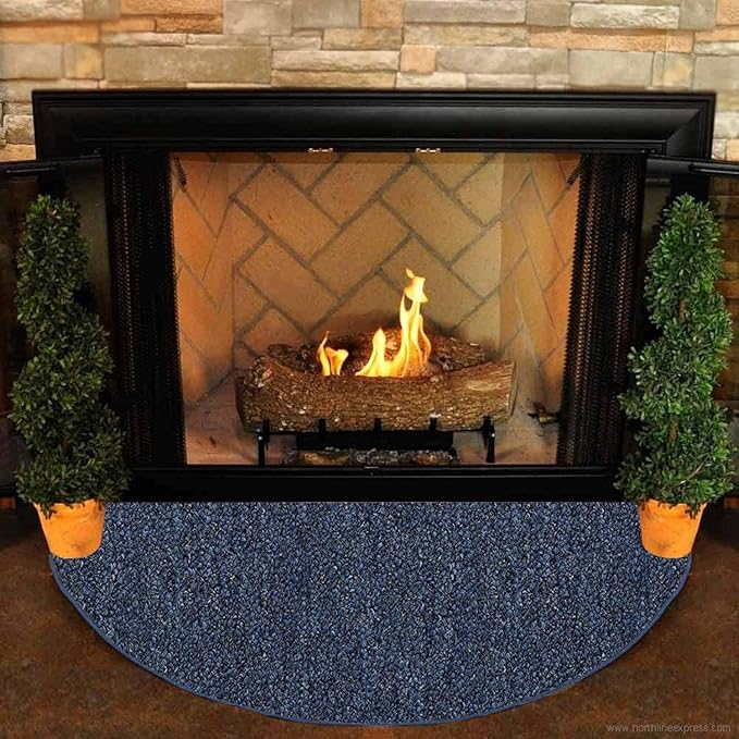 Ambiant Broadway Collection Pet Friendly Indoor Outdoor Area Rugs Blue - 30'' x 60'' Half Round, Stain & Fade Resistant, Easy Care, Pet & Kids Friendly, Made in USA, Perfect for Weddings
