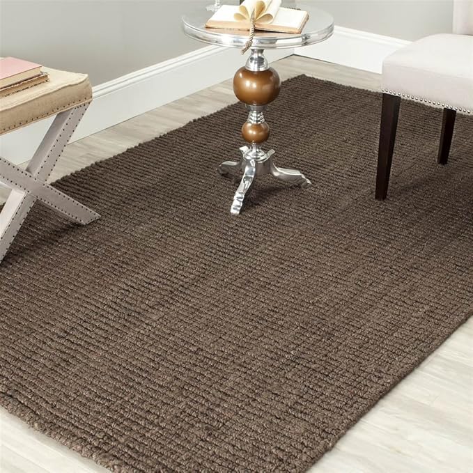 SAFAVIEH Natural Fiber Collection Area Rug - 8' x 10', Brown, Handmade Chunky Textured Jute 0.75-inch Thick, Ideal for High Traffic Areas in Living Room, Bedroom (NF447D)