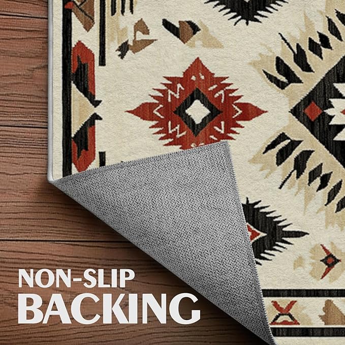 2x3 Entryway Rug Southwestern Rug Western Aztec Area Rugs Machine Washable Tribal Navajo Southwest Rug Non Slip Printed Low-Pile Indoor Door Mat Floor Carpet for Kitchen Bathroom Laundry
