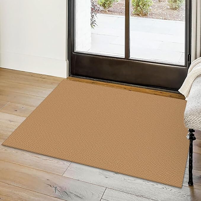Small Braided Rugs 2x3 Ft Area Rugs for Entryway Boho Washable Rug Throw Rugs with Rubber Backing Cotton Woven Door Mat Indoor Entrance Front Door Rugs for Foyer Bathroom Kitchen, Warm Tan