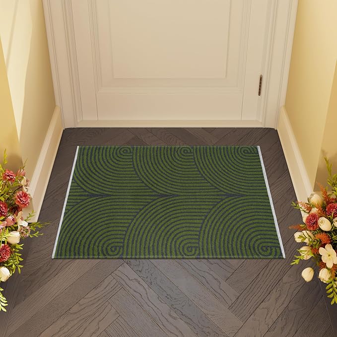 Tiffasea Small Area Rug 2'x3' Washable Indoor Mats for Entryway Kitchen Rugs Outdoor Door Mat Indoor Entrance Cotton Modern Throw Rugs Entry Rug for Bathroom Bedroom, Green