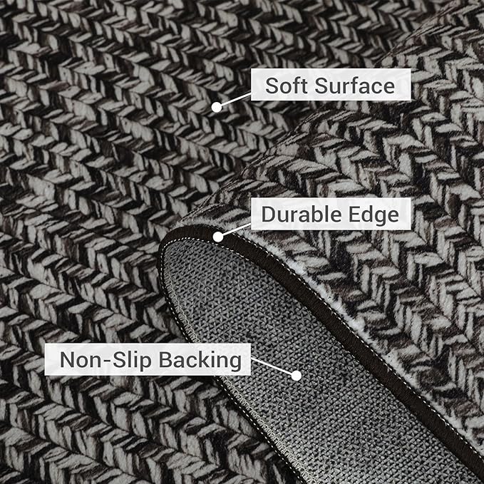 Washable Area Rugs 9x12 Rug Living Room Rug Modern Rugs for Bedroom Blue Geometric Soft Large Area Rug Non Slip Throw Rugs Stain Resistant Carpet for Nursery Dining Room 9'x12' Black/Grey