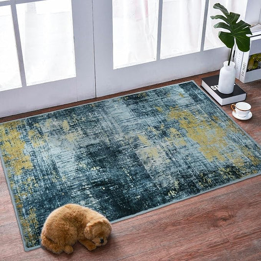 2x3 Area Rug - Non-Slip Machine Washable Low-Pile Soft Carpet for Living Room, Bedroom, Kitchen | Modern Abstract Entryway Rug, Contemporary Door Mat & Indoor Floor Decor for Small Spaces