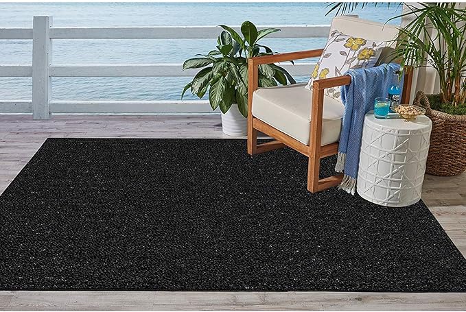 Ambiant Broadway Collection Pet Friendly Indoor Outdoor Area Rugs Black - 6' Round, Stain & Fade Resistant, Easy Care, Pet & Kids Friendly, Made in USA, Perfect for Weddings & Everyday Use!