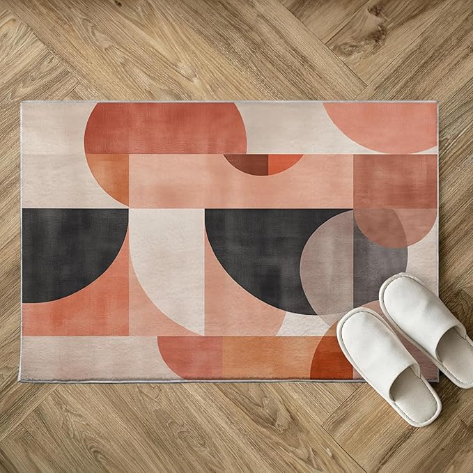 2x3 Area Rugs for Living Room Machine Washable Geometric Boho Rug Non Slip Printed Mid Century Rug Carpet Friendly Modern Rug for Bathroom Bedroom Dining Room Kitchen