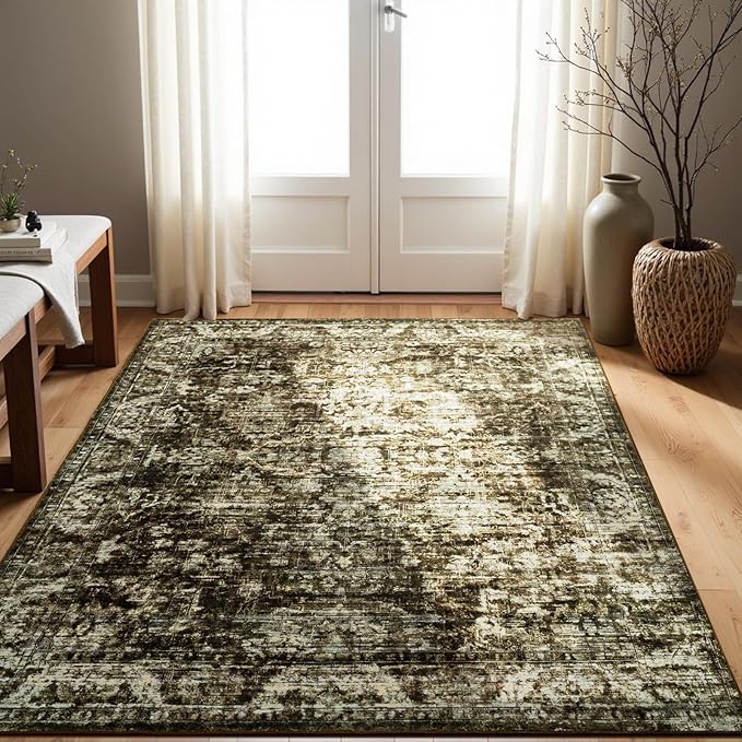 5x8 Non Slip Area Rug, Modern Soft Rugs for Living Room Machine Washable Easy Clean, Kids Pet Friendly Non Shedding, Comfortable for Bedroom Dining Room Kitchen Home Office Floor