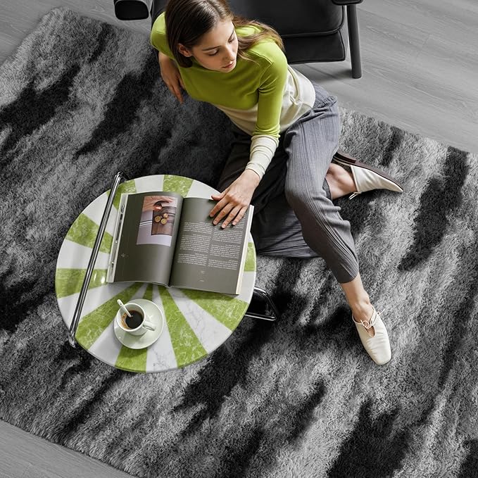 Zentavio Area Rugs for Living Room Rugs for Bedroom 4x6 Carpet Fluffy Fuzzy Soft Shag Aesthetic Plush High Pile Gray Throw Rug for Nursery Kids Room Dorm Waved Grey