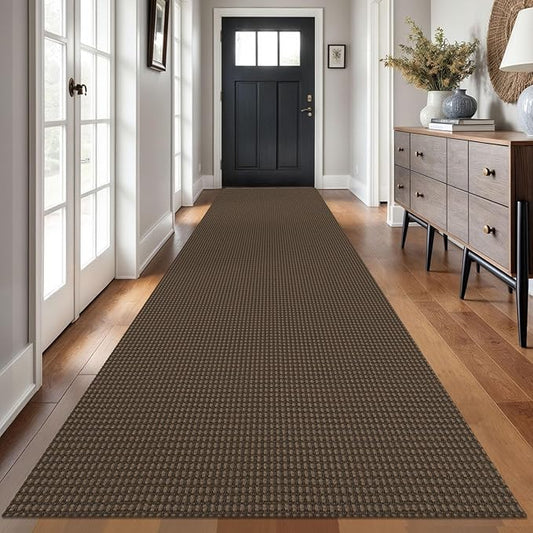 Braided Runner Rug 3x14 Ft Washable Runners for Hallways Non Slip Rubber Backed Kitchen Runners Cotton Long Entryway Runner Indoor, Woven Carpet for Hall Stair Entryway, Brown