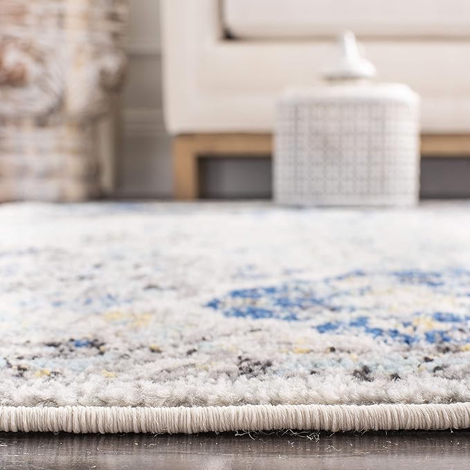 SAFAVIEH Madison Collection Runner Rug - 2'3" x 18', Ivory & Aqua, Boho Chic Distressed Design, Non-Shedding & Easy Care, Ideal for High Traffic Areas in Living Room, Bedroom (MAD611A)
