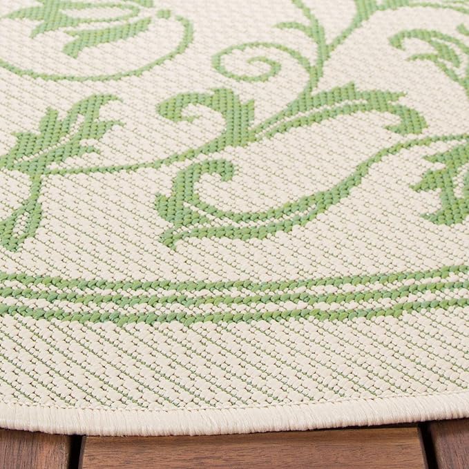 SAFAVIEH Courtyard Collection Area Rug - 6'7" Round, Natural & Terra, Scroll Design, Non-Shedding & Easy Care, Indoor/Outdoor & Washable-Ideal for Patio, Backyard, Mudroom (CY2098-3201)