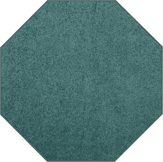 Solid Color Area Rugs Teal - 9' Octagon, Indoor, Stain & Fade Resistant, Perfect for Living Room, Bedroom, Dining Room, Entryway, Doorway, Pet & Kids Friendly Rug, Wedding, Made in USA