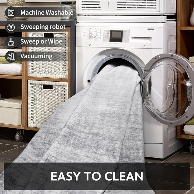 3x5 Area Rug Machine Washable Non Slip Rug Modern Abstract Rug Ultra Soft Indoor Rugs for Bedroom Living Room Entryway Kitchen Foyer Bedside, Grey