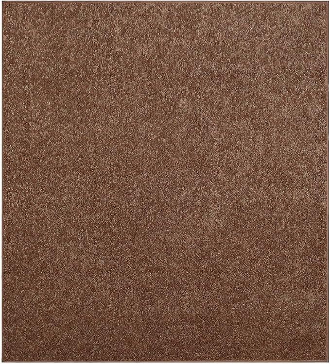 Furnish my Place Modern Indoor/Outdoor Commercial Solid Color Rug - Brown, 10' x 10', Square, Pet and Kids Friendly Rug. Made in USA, Area Rugs Great for Kids, Pets, Event, Wedding