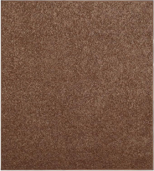 Furnish my Place Modern Indoor/Outdoor Commercial Solid Color Rug - Brown, 10' x 10', Square, Pet and Kids Friendly Rug. Made in USA, Area Rugs Great for Kids, Pets, Event, Wedding