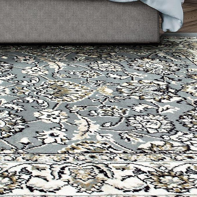 Superior Lille 3 Piece Indoor Area Rug Set, Jute Backing, Oriental Floral Decor for Hallway, Entry, Office, Kitchen, Bedroom, Living Room Floors, Plush Rugs, 2' 7" x 8', 5' x 8', 8' x 10', Cream