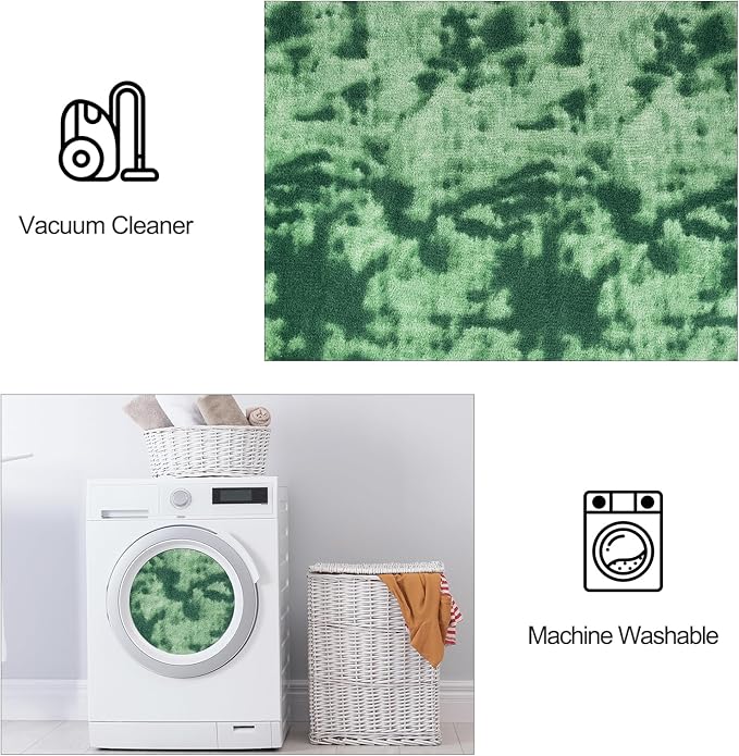 FlyDOIT Large Area Rugs for Living Room Bedroom, 6x9 Ft Tie-Dyed Green Ultra Soft Comfy Thickened Memory-Foam Indoor Carpets, Cozy Modern Floor Rug for Boys Girls Playroom Dorm Nursery Home Décor