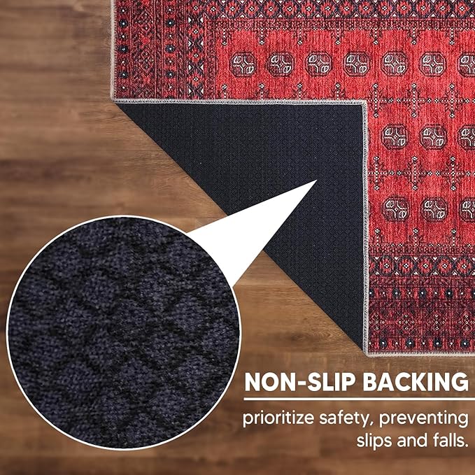 Keen Home Design 2x12 Rug - Machine Washable Runner Rug with Non-Slip Backing, Ideal for Hallway, Entryway, Kitchen, Laundry Room - Vintage, Easy Clean, Durable, Low Pile Rug - (2'6" x 12')