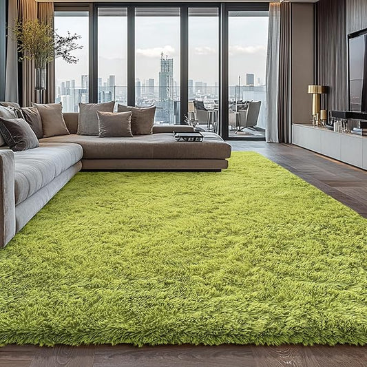 Shag Area Rugs for Bedroom Living Room,5X8 Ultra Soft Green Fluffy Area Rugs for Dorm, Indoor Carpet Nursery Rugs for Kids Girls Room Home Decor, Green