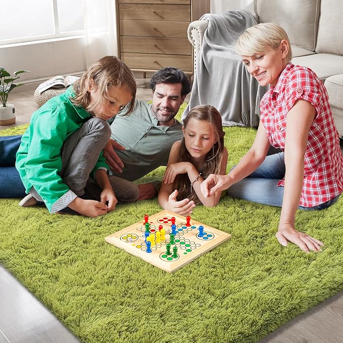 Shag Area Rugs for Bedroom Living Room,5X8 Ultra Soft Green Fluffy Area Rugs for Dorm, Indoor Carpet Nursery Rugs for Kids Girls Room Home Decor, Green