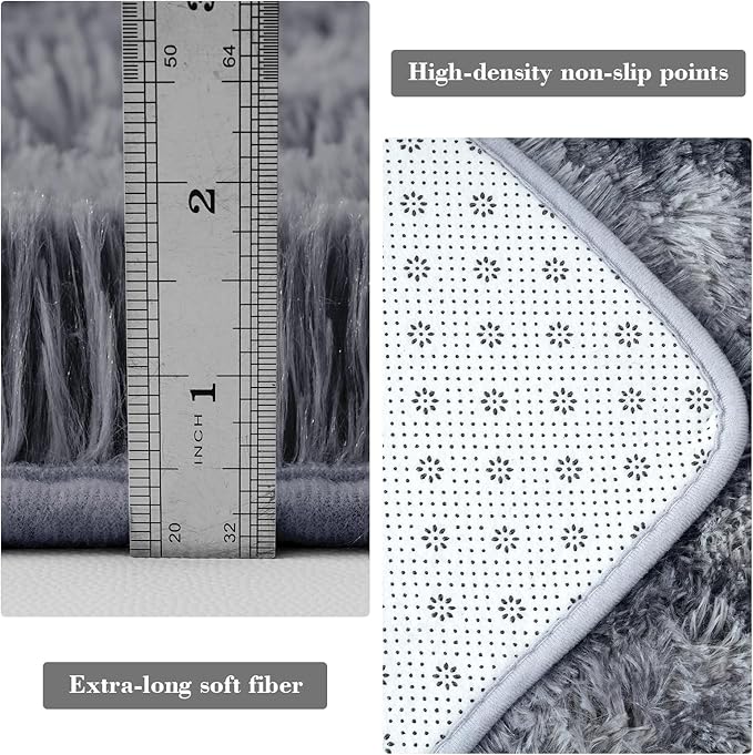Fluffy Rug Shaggy Area Rug, Mottling Dark Grey 5x8 Area Rugs for Bedroom, Small Bedside Rug, Soft Fluffy Shaggy Entryway Throw Rugs for Living Room Bedroom Kids Room Home Decor