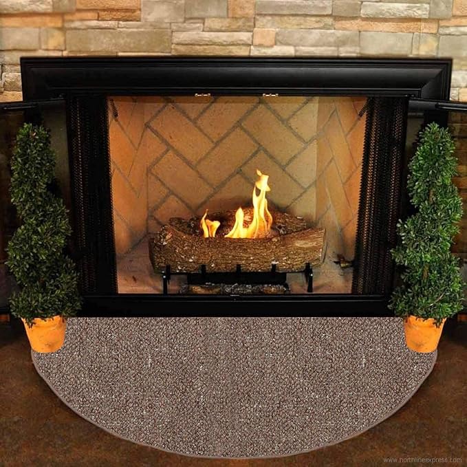 Ambiant Broadway Collection Pet Friendly Indoor Outdoor Area Rugs Brown - 18'' x 36'' Half Round, Stain & Fade Resistant, Easy Care, Pet & Kids Friendly, Made in USA, Perfect for Weddings