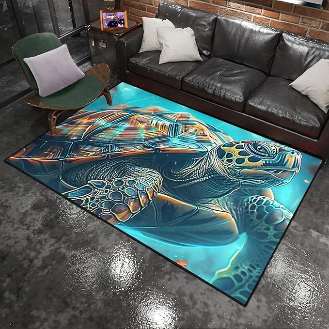 Sea Turtles Rug for Kids - Sea Turtle Area Rug for Room Ocean Life Turtles Carpet, 2.5x4 Feet