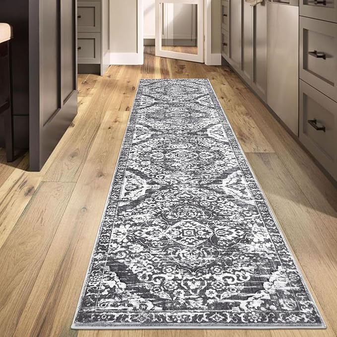 HEBE Hallway Runner Rug 2'x10' Washable Vintage Distressed Area Rugs Non Slip Laundry Rug Runner Boho Floor Carpet Runners for Hallways Entryway Laundry Room Kitchen Bathroom