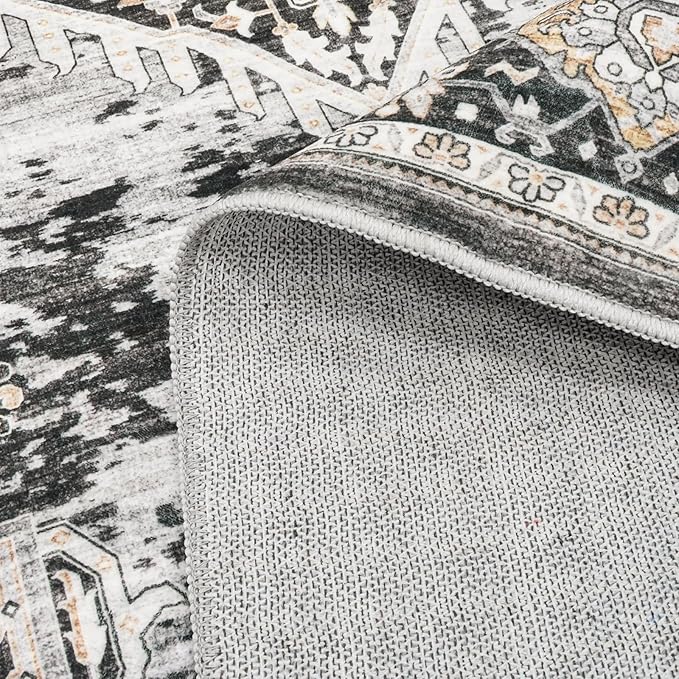 Washable Hallway Runner Rugs 3x14: Soft Ultra Thin Low Pile Carpet Machine Washable Indoor Lightweight Rug Runner Anti Slip Backing Rugs for Living Room Bedroom Kitchen 3'x14' Black
