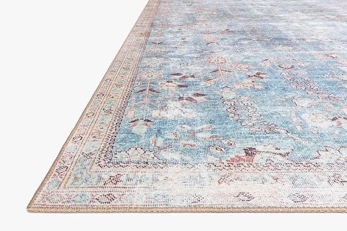 Loloi II Wynter Collection WYN-06 Teal/Multi 2'-6" x 12'-0", .13" Thick, Runner Rug, Soft, Durable, Printed, Vintage Inspired, Low Pile, Non-Shedding, Easy Clean, Living Room Rug