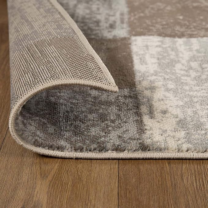 Superior Indoor Area Rug, Jute Backing, Plush Modern Rugs for Entryway, Kitchen Floors, Office Floor Cover, Color Block Rugs, Rockwood Collection, 6' x 9', Slate