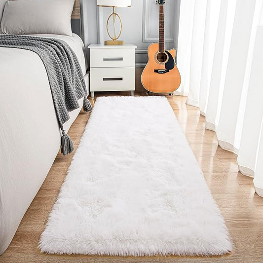 Noahas Cream White Runner Rug for Hallway,2'x6' Long Area Rugs for Bedroom Living Room,Non Slip Thick Shag Floor Carpet for Entryway Kitchen Dorm Nursery Bedside Kids Room