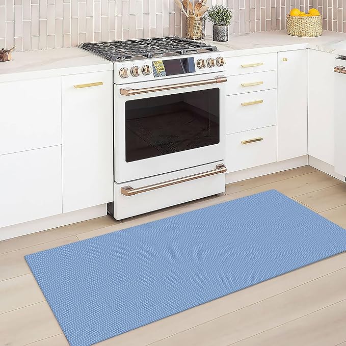 KOZYFLY Washable Runner Rug 2x5 Ft Runners for Hallways Rubber Backed Throw Rug, Braided Cotton Entryway Runner Indoor, Carpet Runners for Hallway Kitchen Entryway Bedroom, Blue